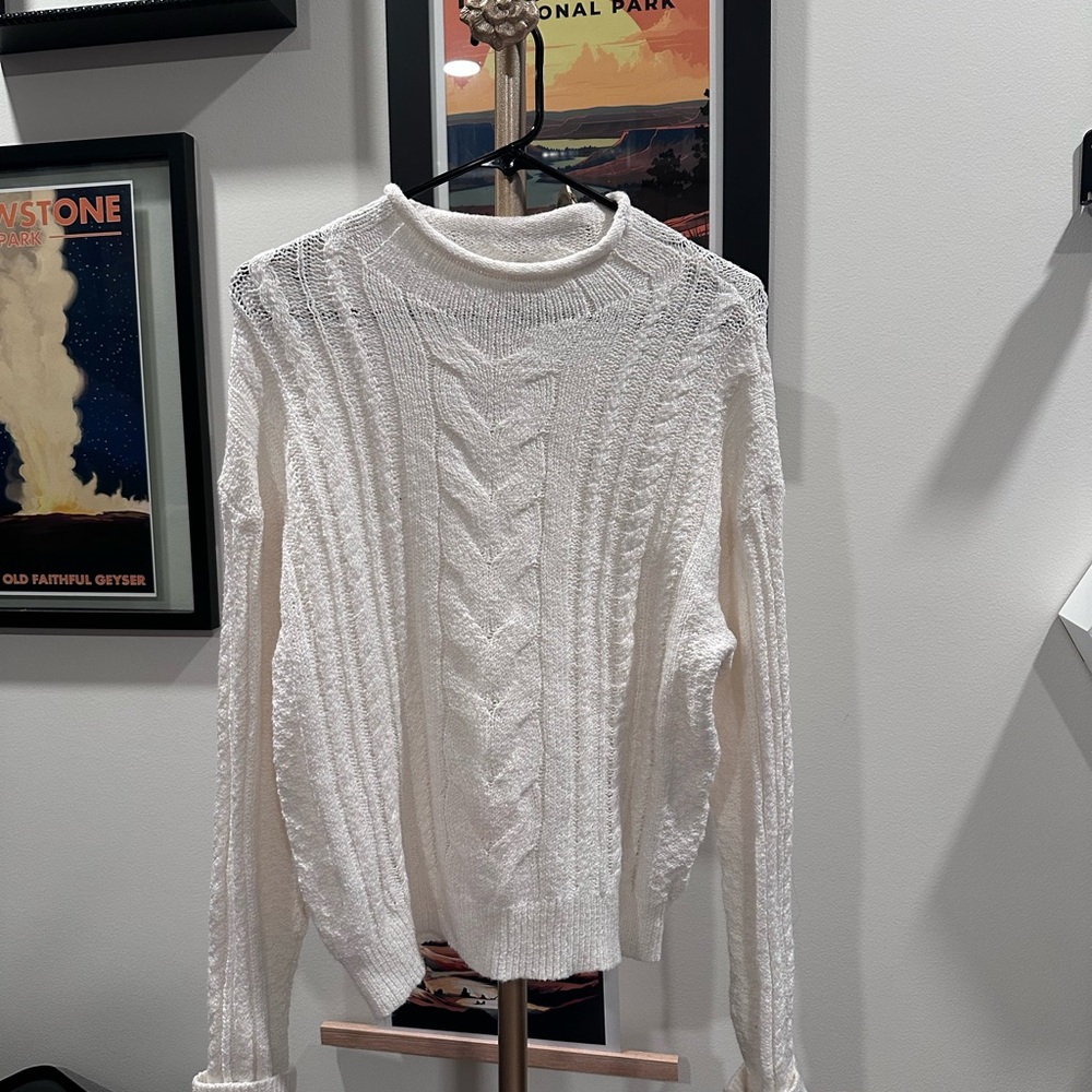White Cable Knit Sweater